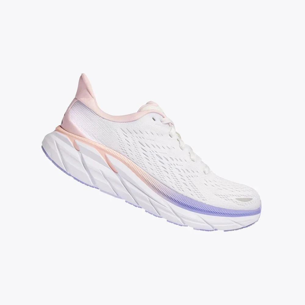 Hoka Women's Clifton 8 - Champagne White / Manganese Crystal Pink