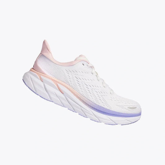 Hoka Women's Clifton 8 - Champagne White / Manganese Crystal Pink
